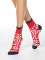 Conte Norvégmintás szarvasos női zokni piros 36-39