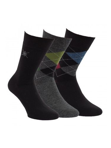 RS Káró mintás férfi zokni 3 páras fekete-szürke 39-42 RS32118/39